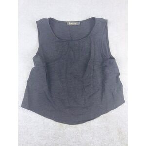 Roylamp Womens SM Black Sleeveless Scoop Neck Crinkle Textured Crop Top Blouse